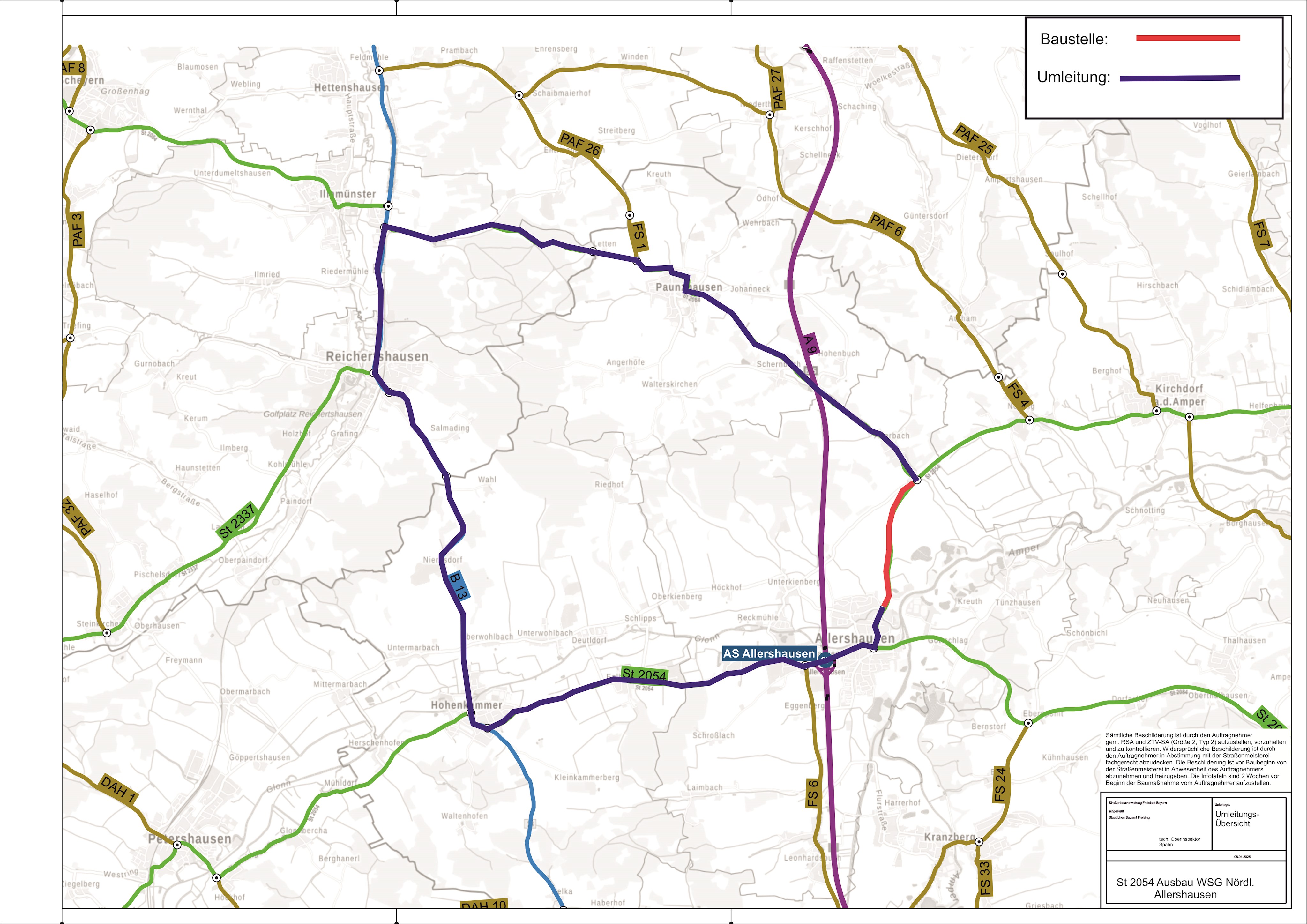 Staatsstraße 2054: Vollsperrung und großräumige Umleitung ab 10. Juni